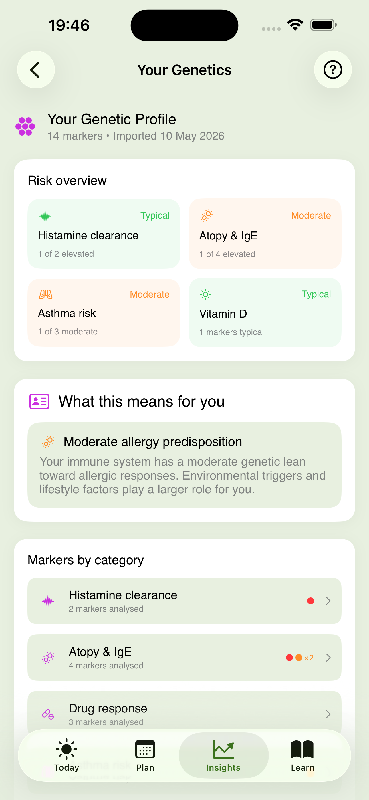 Your Genetics screen